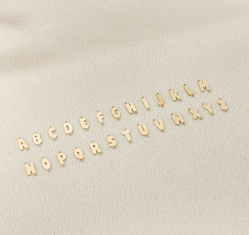 gold bubble letter charms