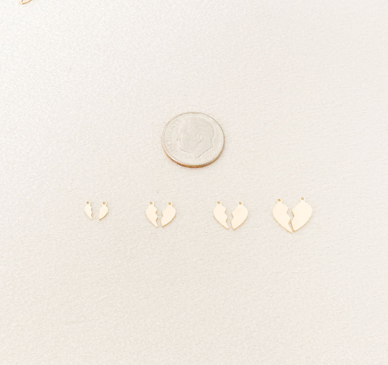 broken heart charms size comparison