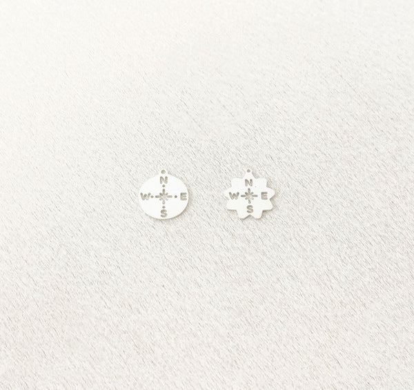 compass charm and flower compass charm