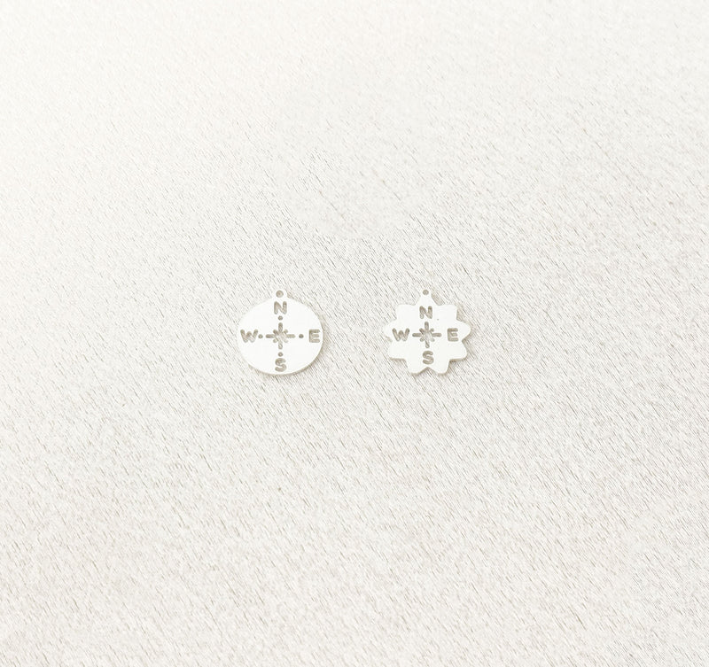 compass charm and flower compass charm