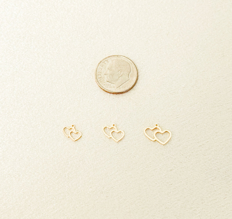 double heart charm size comparison