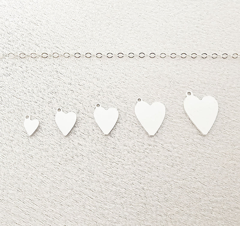 heart charm size comparison