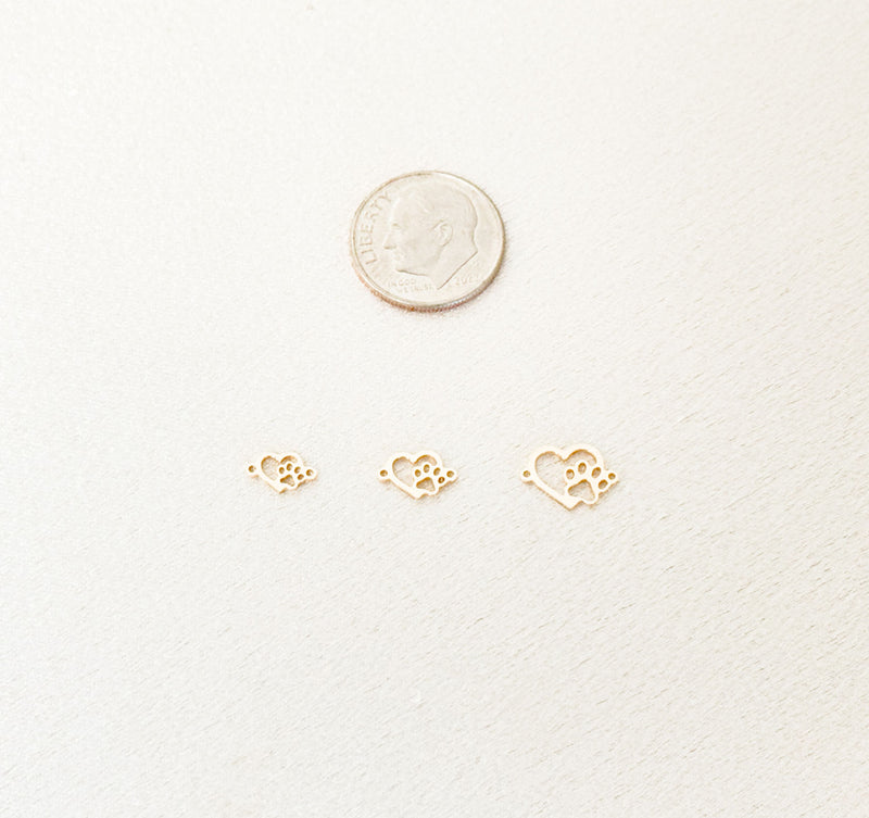 heart paw connector size comparison