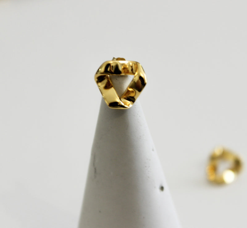 gold chunky triangle studs