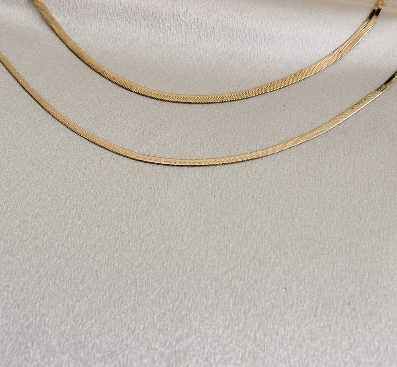 18k gold filled herringbone necklace