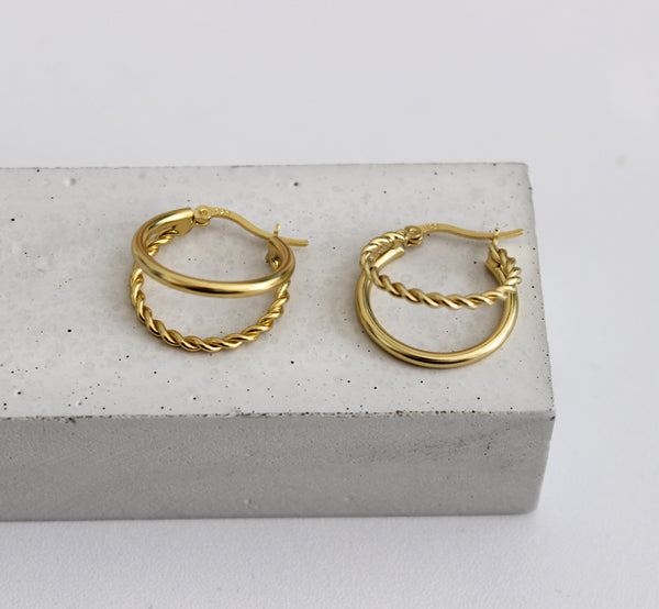 gold double hoop earrings